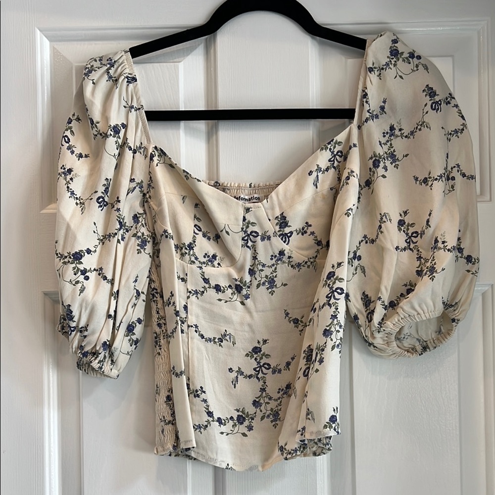 Floral Reformation cropped blouse